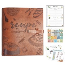 Light Brown Recipe Book Binder With Plastic Sleeves 4x6 Inch Cards Tab