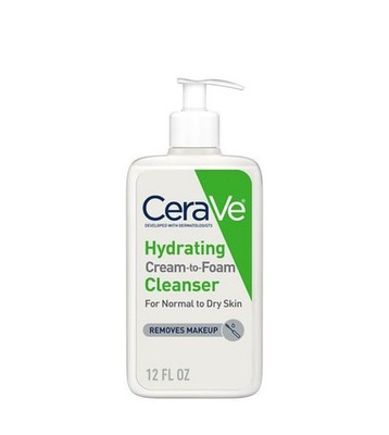 CeraVe Hydrating Cream-to-Foam Face Wash w/ Hyaluronic Acid for Normal to Dry