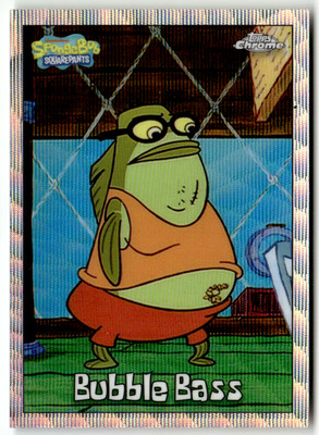 Topps SpongeBob Chrome 2025 No. 19 Bubble Bass Silver Wave Refractor 53/175