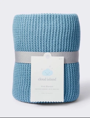 NEW Cloud Island BLUE Seed Stitch Sweater Knit Baby Blanket One Size - Picture 1 of 4