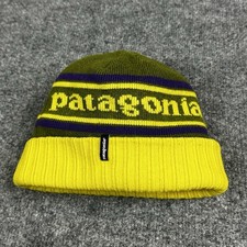 Patagonia Beanie Hat Yellow Purple Green Youth Size Thick Knit Warm Winter Cap