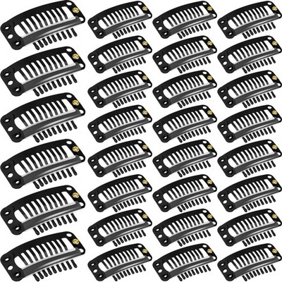 Clips para extensiones de cabello de 32 mm y 9 dientes, clips a presión pelucas