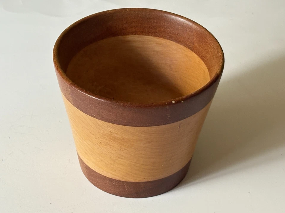 Maceta pequeña de madera de 4 pulgadas de alto 5 pulgadas de diámetro Foto 2 de 4