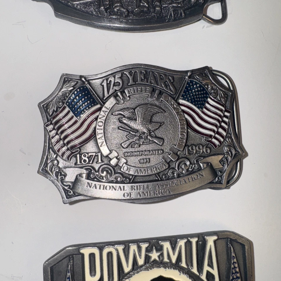 Lote de 3 Hebillas de Cinturón - Tema Ejército NRA, POW MIA, Guerra Civil Foto 3 de 4