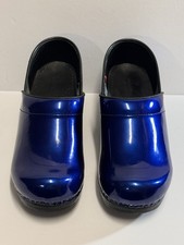 Sanita Original Professional Patent Women Clogs Slippers Garden Blue Shoes Sz 39