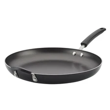 14 Inch Aluminum Nonstick Frying Pan with Helper Handle, Black