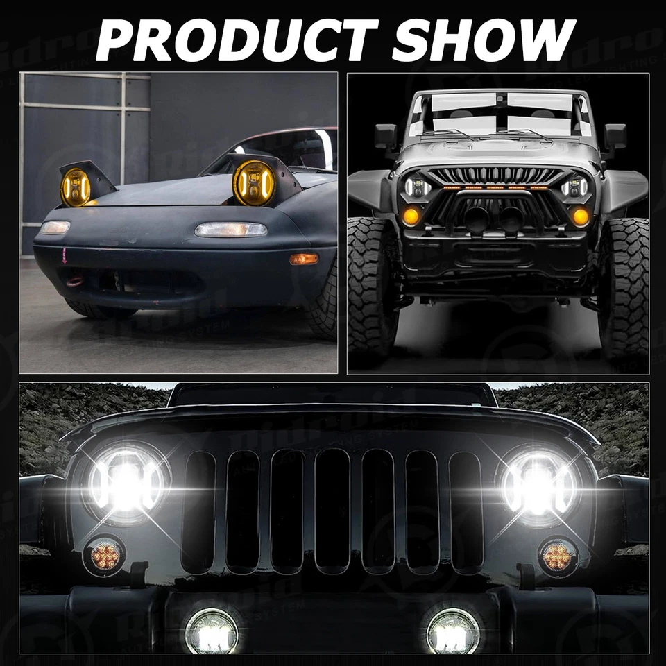 2x Combo de faros LED redondos de 7 pulgadas más nuevos Turn&DRL para Porsche 944 1983-1991 Foto 4 de 4