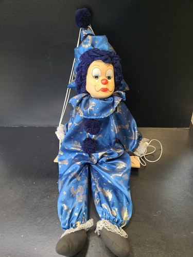 Large 23" Vintage Clown Doll Porcelain Faced Puppet On A Swing Circus FREE POST - Picture 6 of 6