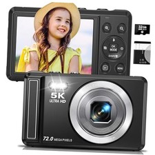 5K Digital Camera - 72MP UHD Digital Cameras for Photography 5K 72MP UHD Black