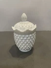 Vintage Fenton White Milk Glass Hobnail Sugar Bowl - Jar - Candy Bowl With Lid
