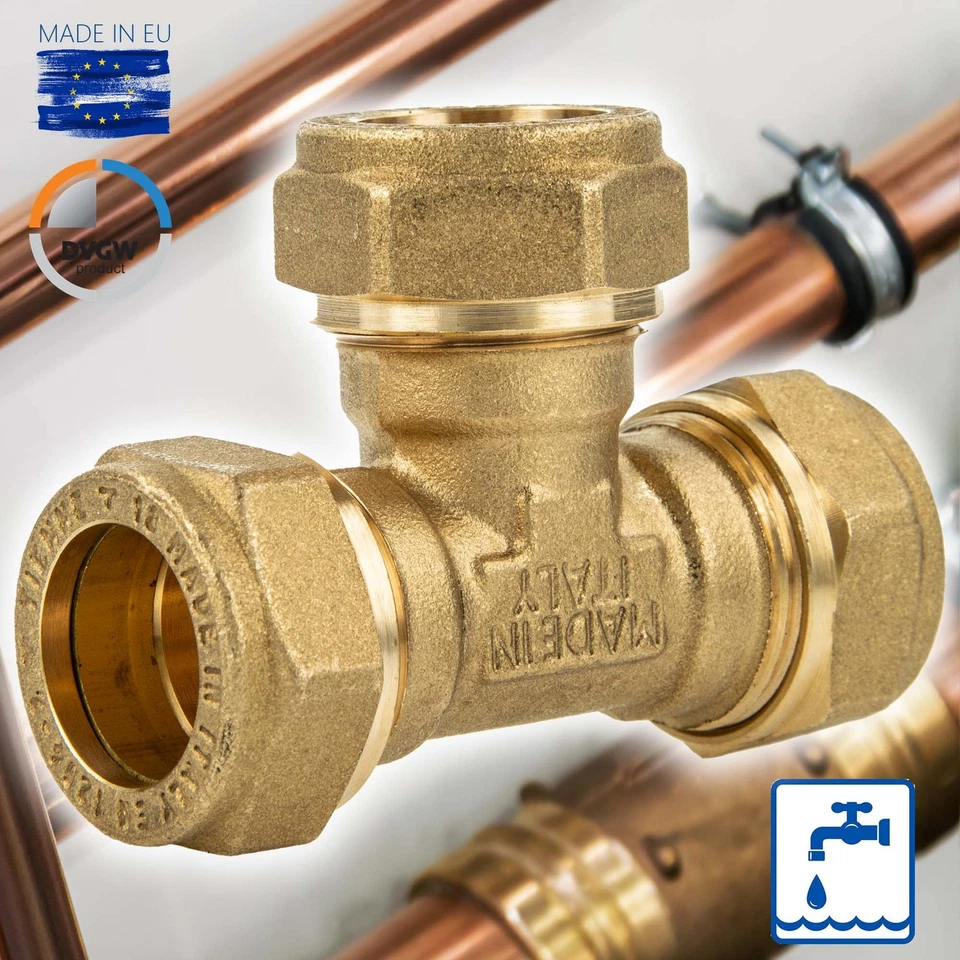 MS-Klemmringverbinder für Kupferrohr, T-Stück Verschraubung, DVGW-zugelassen - Bild 2 von 4