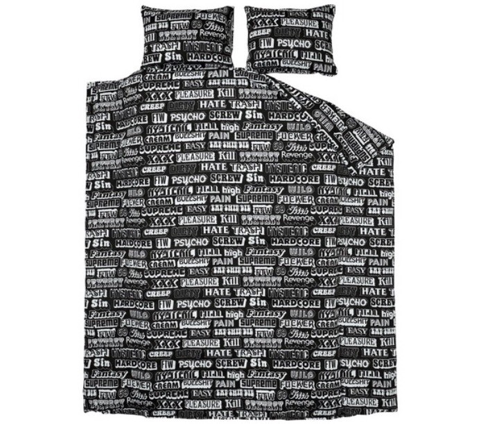 Supreme Hysteric Glamour Text Duvet + Pillow Set Full/Queen black