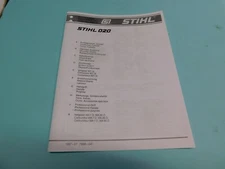 PARTS LIST MANUAL FOR STIHL 020AV CHAINSAW ( 27 PAGES )  ----  BOX 917 A