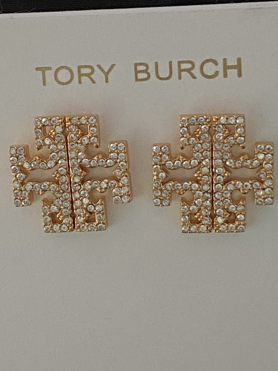 【送料&関税込】Tory Burch Gold Tone l Earrings AUTHENTIC TORY BURCH BRITTEN PAVE GOLD STUD EARRING NEW WITH