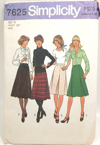 Rock ausgestellt A-Linie umgekehrte Falten Vintage Simplicity 7625 Größe 10 W 25 SCHNITT - Bild 1 von 2