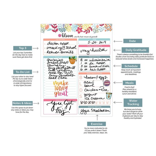 Bloom Daily Planners Planning Pad 8.5x11 Sistema de Planificación Diaria Puntos Florales - Imagen 9 de 10