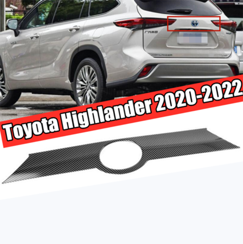 For Toyota Highlander 2020-22 Carbon fiber Rear Door Trunk Lid Cover decor Trim - Picture 2 of 4