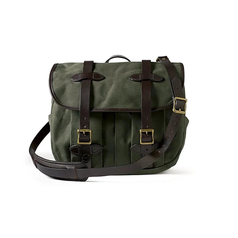 Bolso Mensajero Americano Retro Cera al Óleo Lona y Cuero de Vaca Foto 2 de 4