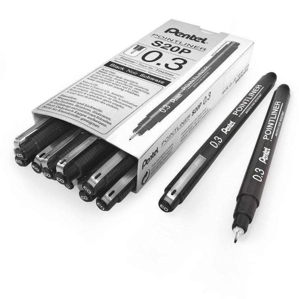Pentel S20P Pointliner Pigment Liner Technical Drawing Fineliner Pen ...