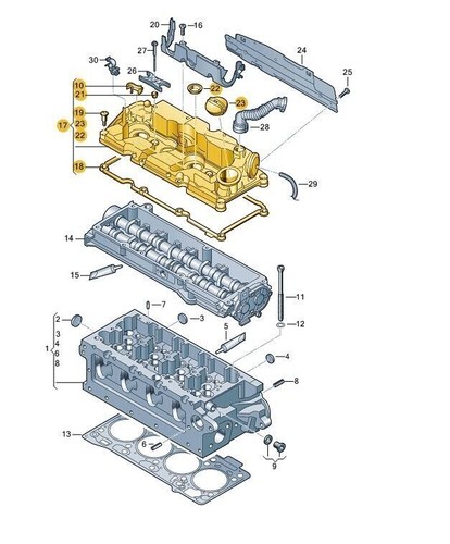 VAG Genuine Cylinder Head Cover, CUAA, 03N103469E - Picture 2 of 6