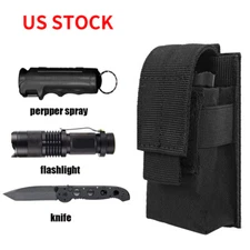 Tactical Flashlight Pouch Molle Single Pistol Magazine Pouch Torch Knife Holder