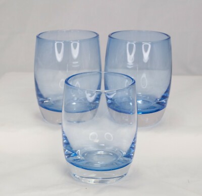 Vintage Libbey Tempo Aqua Turquoise-Heavy Bottom Glasses, Set of 3