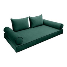 COVER ONLY Model V4 Twin-XL Velvet Contrast Indoor Daybed Mattress Cushion AD317