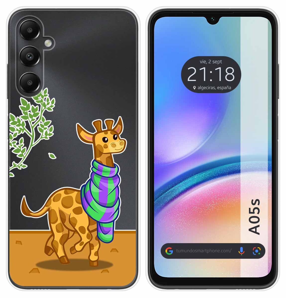 Cover Silicone Trasparente per Samsung Galaxy A05s Disegno Giraffa Disegni