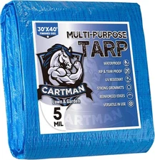 Cartman 30'x40' Feet Blue Poly Tarp 5 Mil Thick, Multipurpose Cover, Single pack