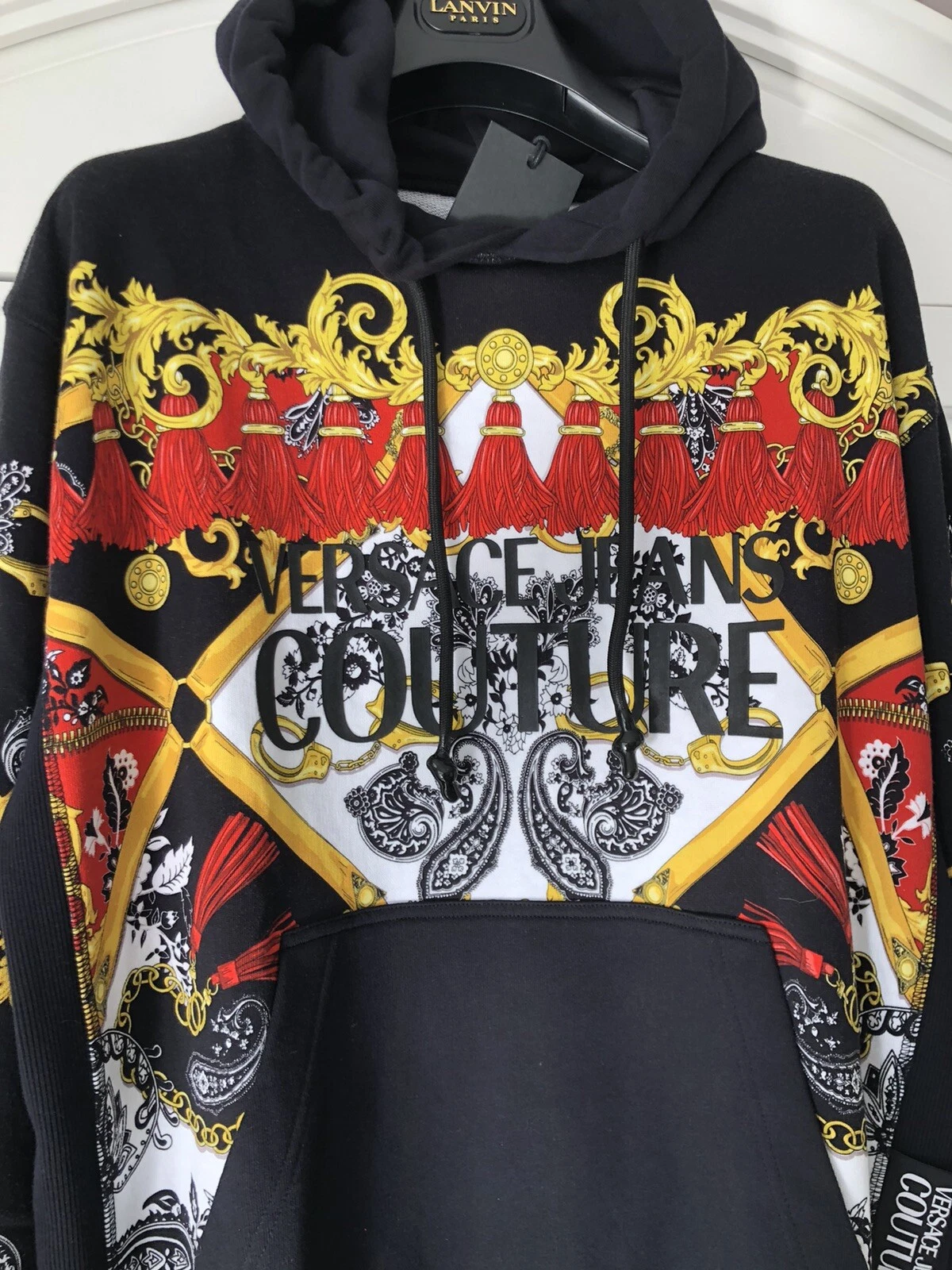 Felpa con cappuccio VERSACE JEANS COUTURE stampa barocca multicolore taglia M