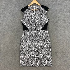 Target Womens Dress Size 10 Black White Sleeveless Sheath V-Neck Zip 21502