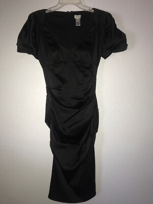 Cache Formal Evening Gown Dress Wedding Prom Size 2 Black Cocktail stretch