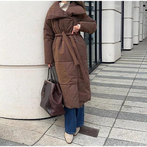 OFF WHITE Giacca donna invernale sciolta casual calda collo lungo cotone lungo cotone