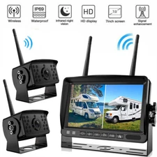 7'' Quad Monitor Digital Wireless Rear View IR Backup Camera System For RV Truck