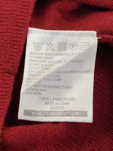 TT458 MENS LYLE & SCOTT BURGUNDY CREW NECK LONG SLEEVE WOOL JUMPER UK XL EU 56 - Picture 5 of 5