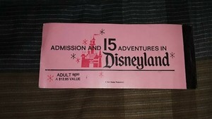 Disneyland Admission And 15 Adventures Adult 6.50 Pink Ticket Summer 1973