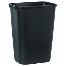 Commercial Wastebasket Trash Container, 41QT/10.25 GAL, Plastic, Black, Stackabl