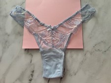 Victoria's Secret Brazilian Panty Light Blue Mesh Iridescent Sequin S M XL