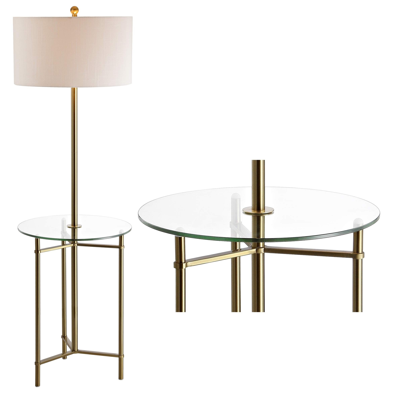 Jonathan Y Charles 59-Inch Modern LED Side Table & Floor Lamp in Metal and Glass