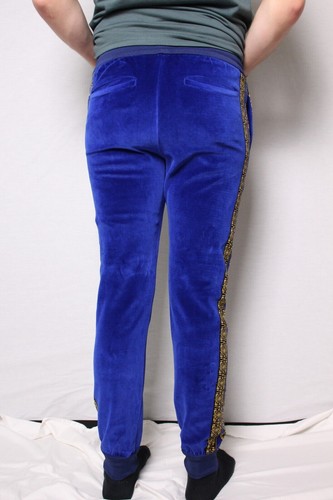 NWT Versace Pants Mens Blue Gold Baroque Joggers 2018 Pantalone Sportive Sz S - Picture 2 of 8