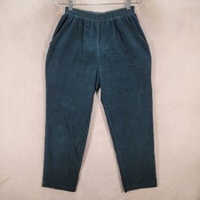 Vtg Green Corduroy Pull On Grandmacore Taper Ankle Trouser Womens Pants Size 12P