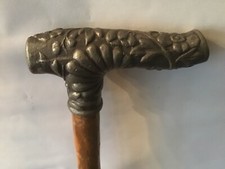 Silver Toned Monogramed Handle Walking Stick/ Cane Victorian Gentleman