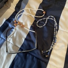 28  EYEGLASS CHAIN Orange With Blues Holder Strap Reading 2 