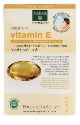 Earth Therapeutics Vitamin E, Moisturizing, Healing (3) Facial Sheet Mask