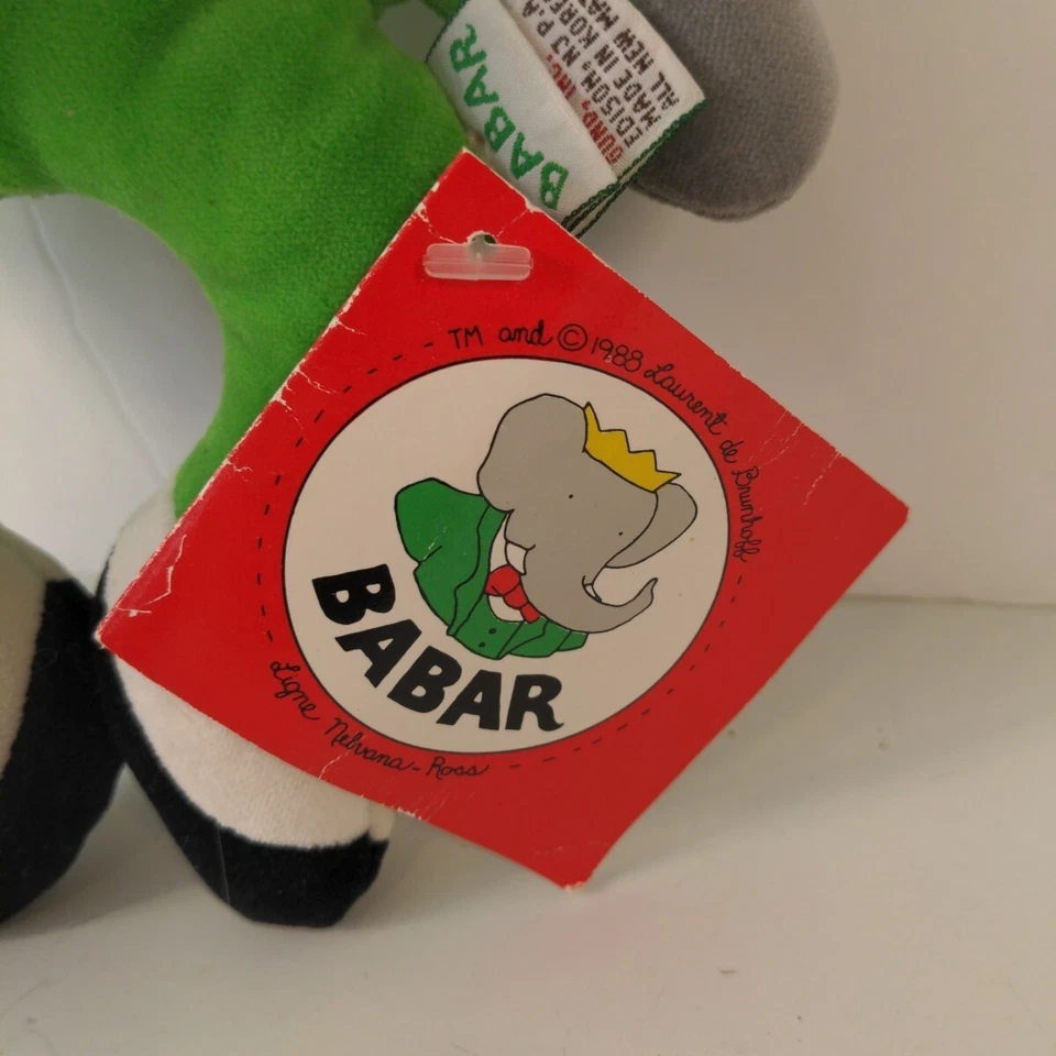 Raro Traje Verde Gund 9" De Colección y Corona Babar Sonajero #7766 1998 Nuevo Con Etiquetas Foto 2 de 4