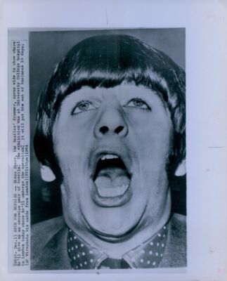 1964 RINGO STARR Beatles Drummer Open Mouth Wire Photo | eBay