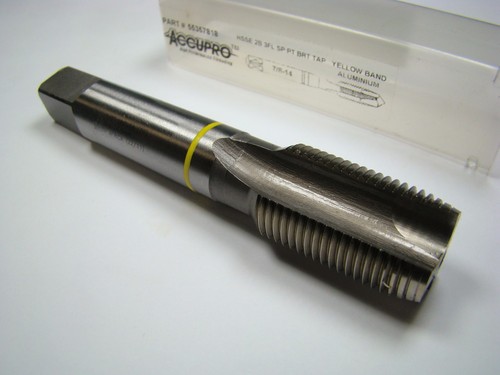 Plug Spiral Point Tap 7/8-14 2B 3FL HSS-E UNF 4-11/16" Yellow Band