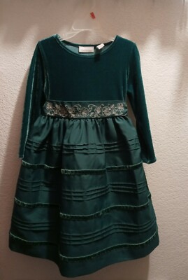 Green Velvet Chritmas Dress Girls Size 4T | eBay