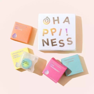 Cocofloss Happiness Set - Mint/Coconut/Strawberry/Orange - 4 Ct x 33 Yds