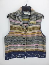 Ivy Vest Womens Large Textured Fair Isle Stripe Button Up Vintage